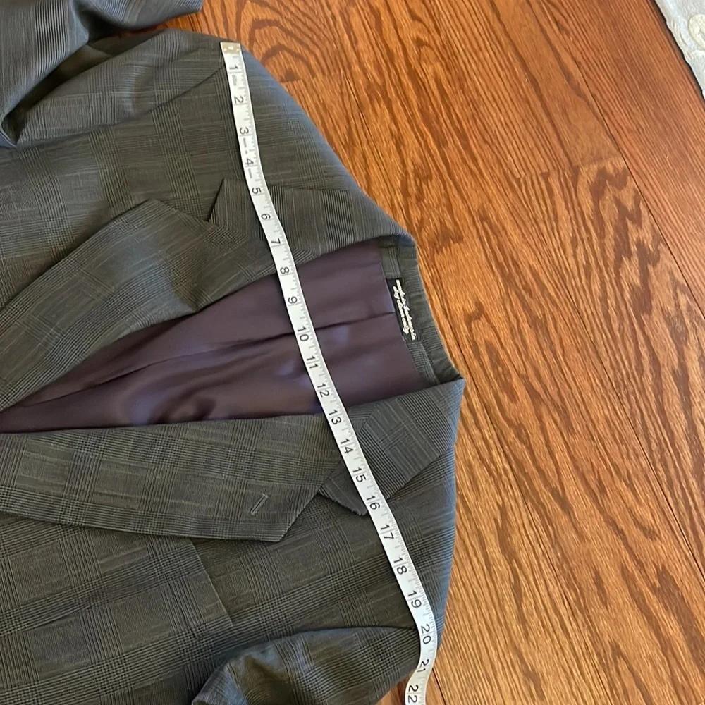 GIANFRANCO RUFFINI  100% wool suit blazer jacket grey quite plaid pattern 42R